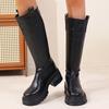 Fashion Fashion Platform Knee High Boots for Women Chunky Heel Punk Black Combat Boots Woman Thick Sole PU Leather Long Botas Mujer 2025