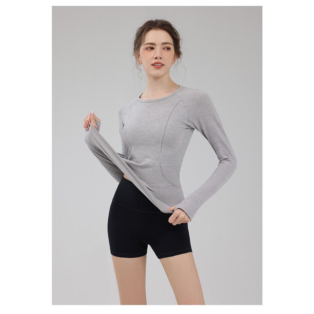 Sports Tops For Women In Autumn And Winter, Tight Fitting Round Neck Yoga Clothes, Professional Running, Pilates Training, Gym Clothes, Long Sleeves