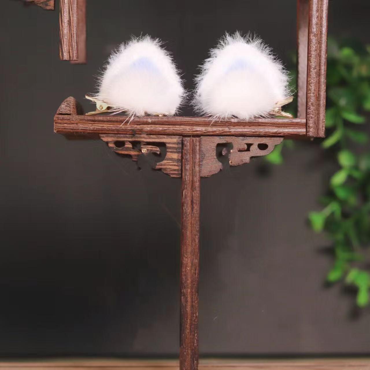 

Игривые заколки для волос в древнем стиле ханьфу с кошачьими ушками и длинной кисточкой - Плюшевые аксессуары для костюма для детей