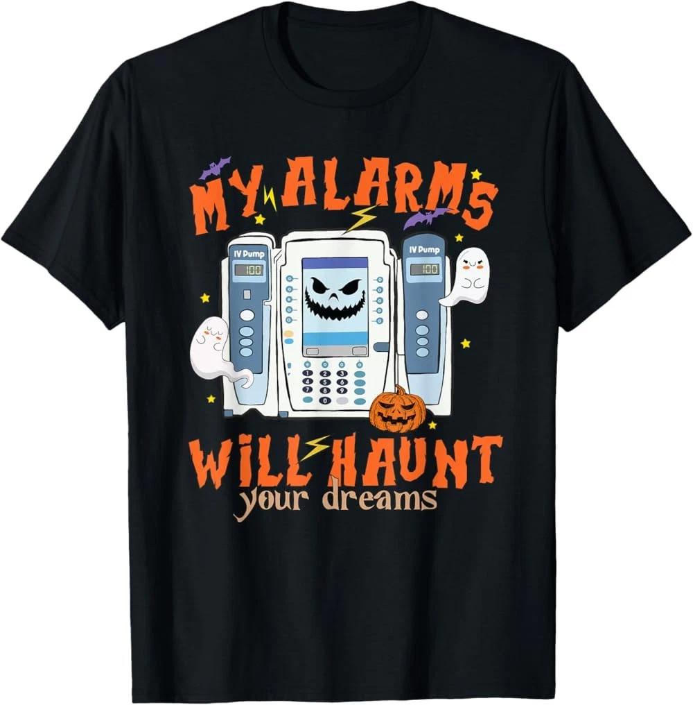 RARE! My Alarms Will Haunt Your Dreams Funny ICU Nurse Halloween T-Shirt M