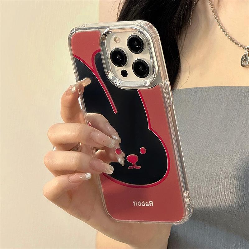 Zhitai Silicone Cartoon Case for iPhone 14/15/16 Pro/Pro Max with Mirror
