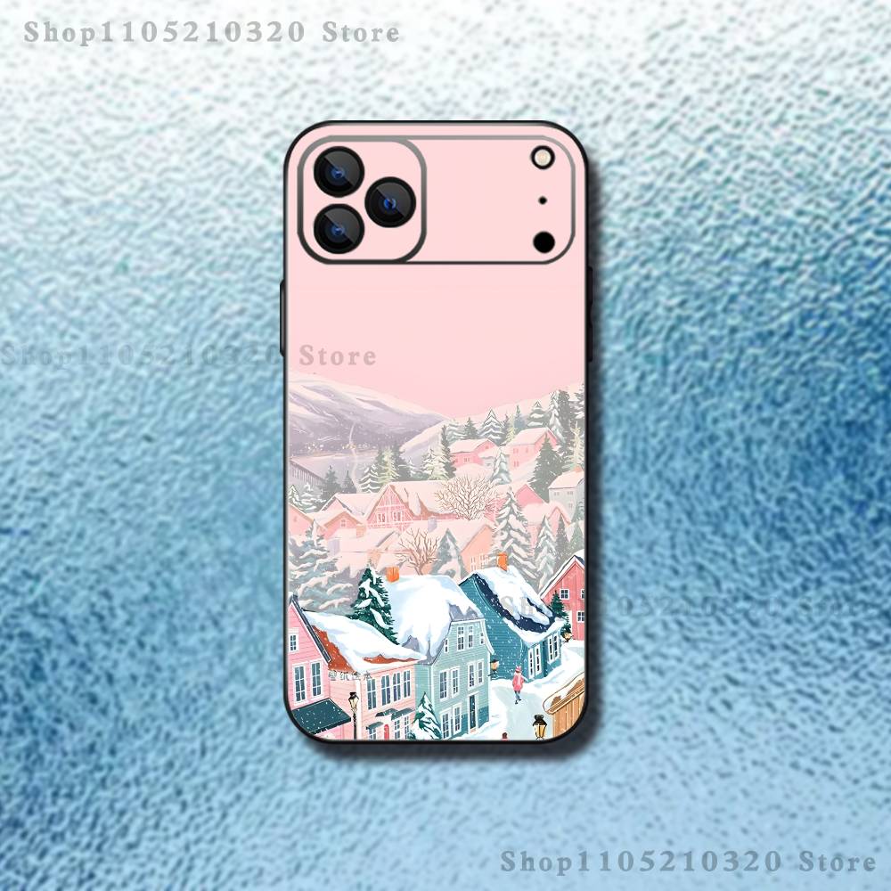 

Ins Cartoon Christmas Style Phone Case For iPhone 17,16,15,14,13,12,11,Pro,Max,Plus,E,SE4,Air,Mini Black Soft Funda iPhone16plus