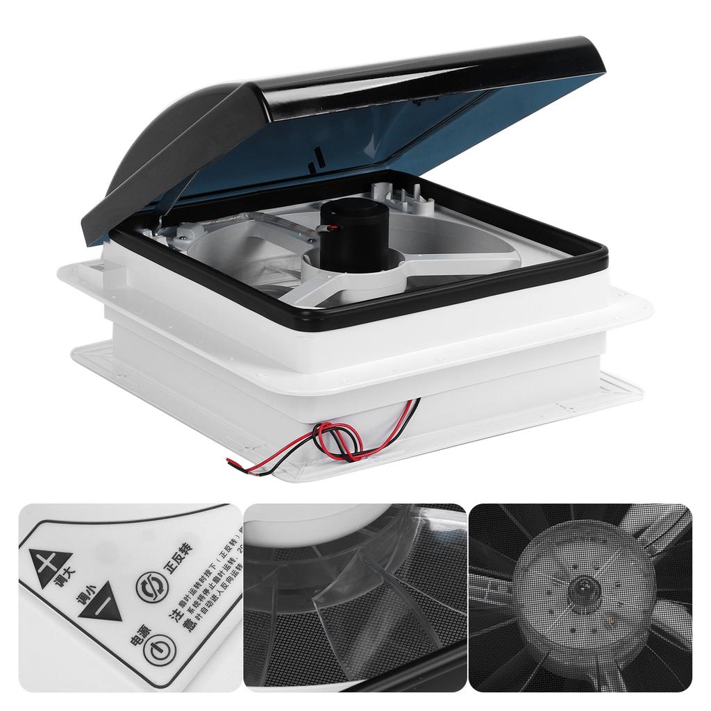 Manual Control Vents Fan Ceiling Air Ventilation Low Noise 10 Blades for RV Caravan Bus 13.4x13.4in24V 0100333