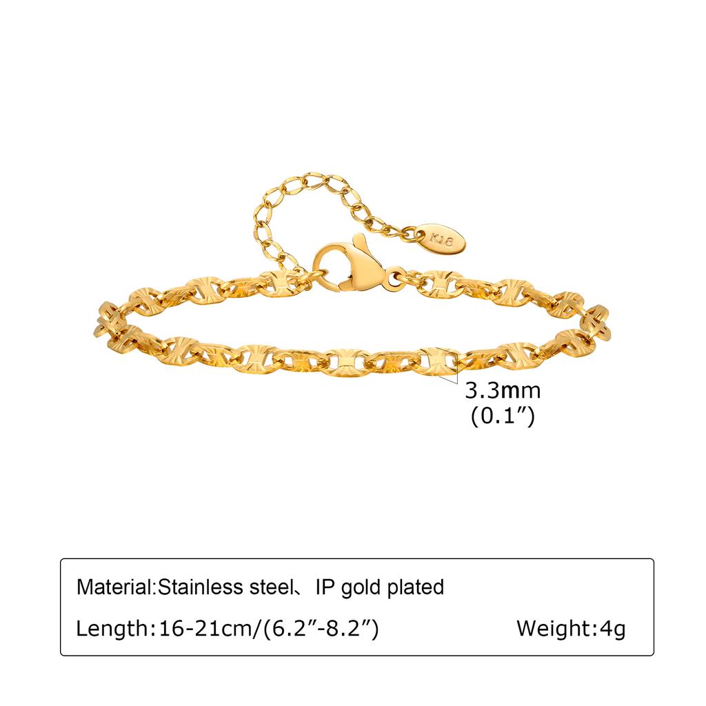 Simple Handmade Chain Bracelets for Women Girls,Gold Color Stainless Steel Lucky Wristband Bracelet,Birthday Gifts for Her