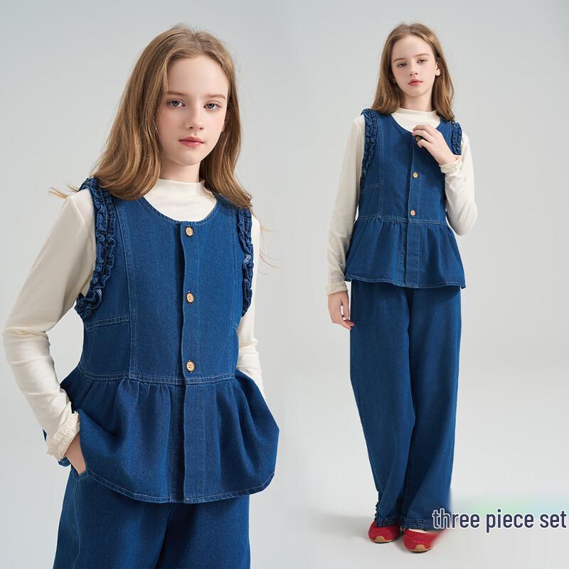 MONTAGUT KIDS Girls  Classic Denim 3-Piece Outfit 150