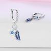 925 Silver Blue Zircon Dreamcatcher Feather Star Moon Cute Claw Hoop Earrings For Women Fine Birthday Jewelry Gifts