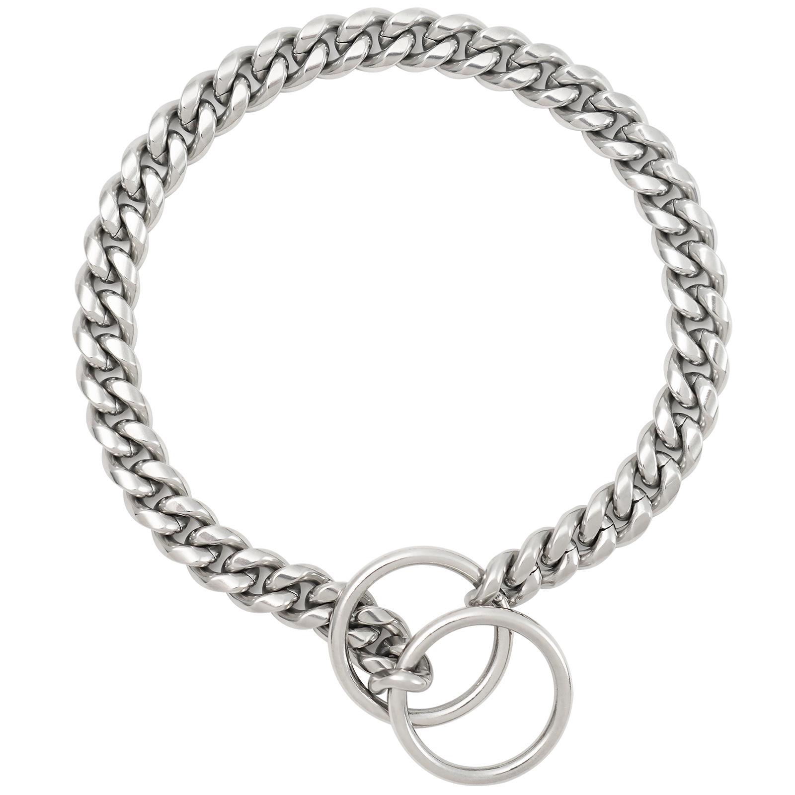 

10mm Gold Stainless Steel Dog Necklace P Chain Collar 25 cm серебряный