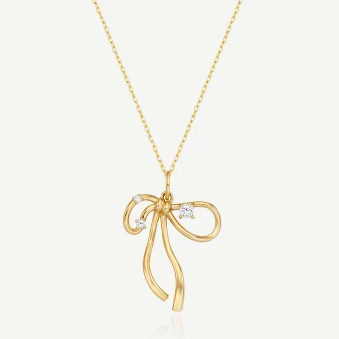 14k Point Ribbon Wave Necklace