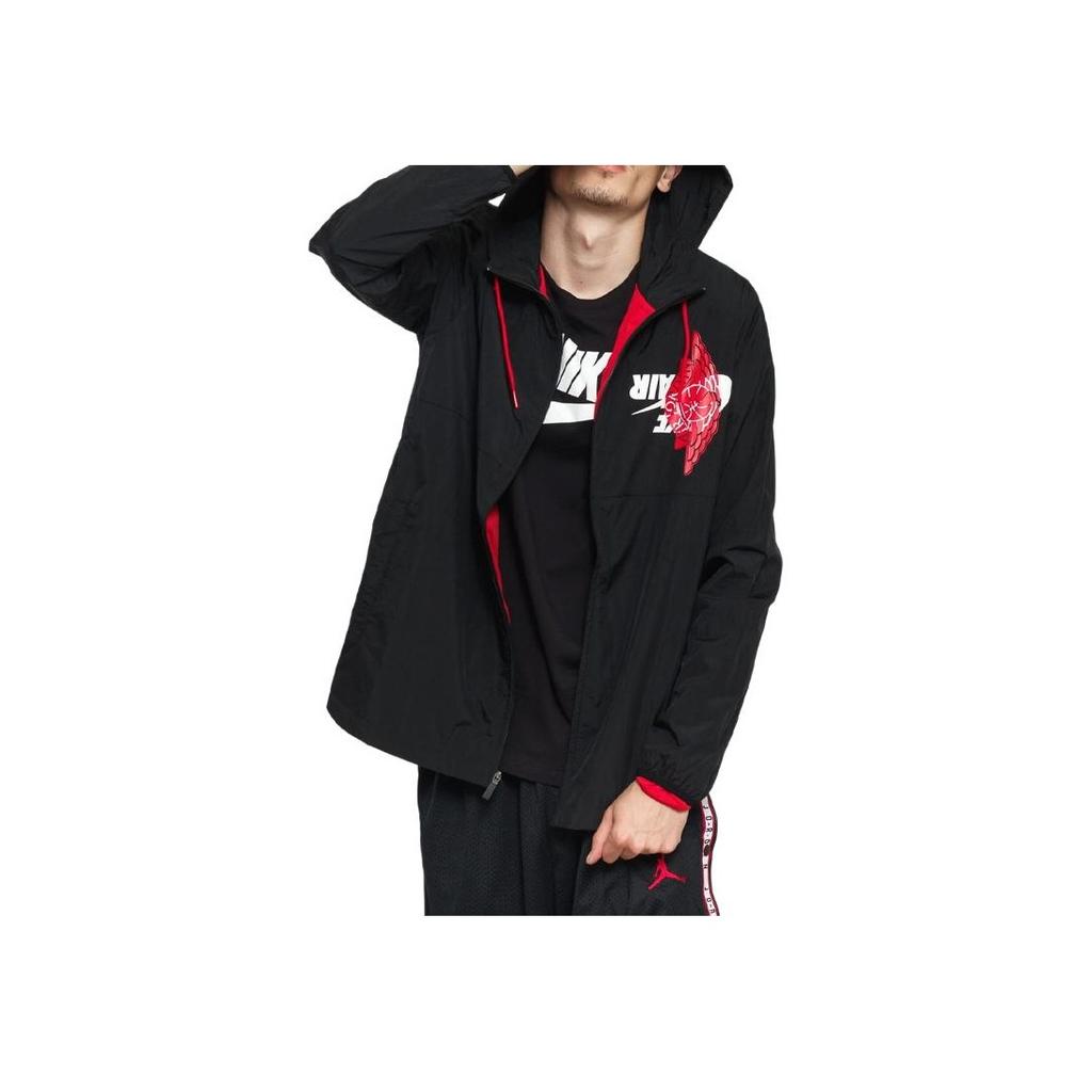 Air Jordan Jumpman Casual Sports Letter Pattern Hooded Zip Jacket Men Jackets Black BQ8476-010