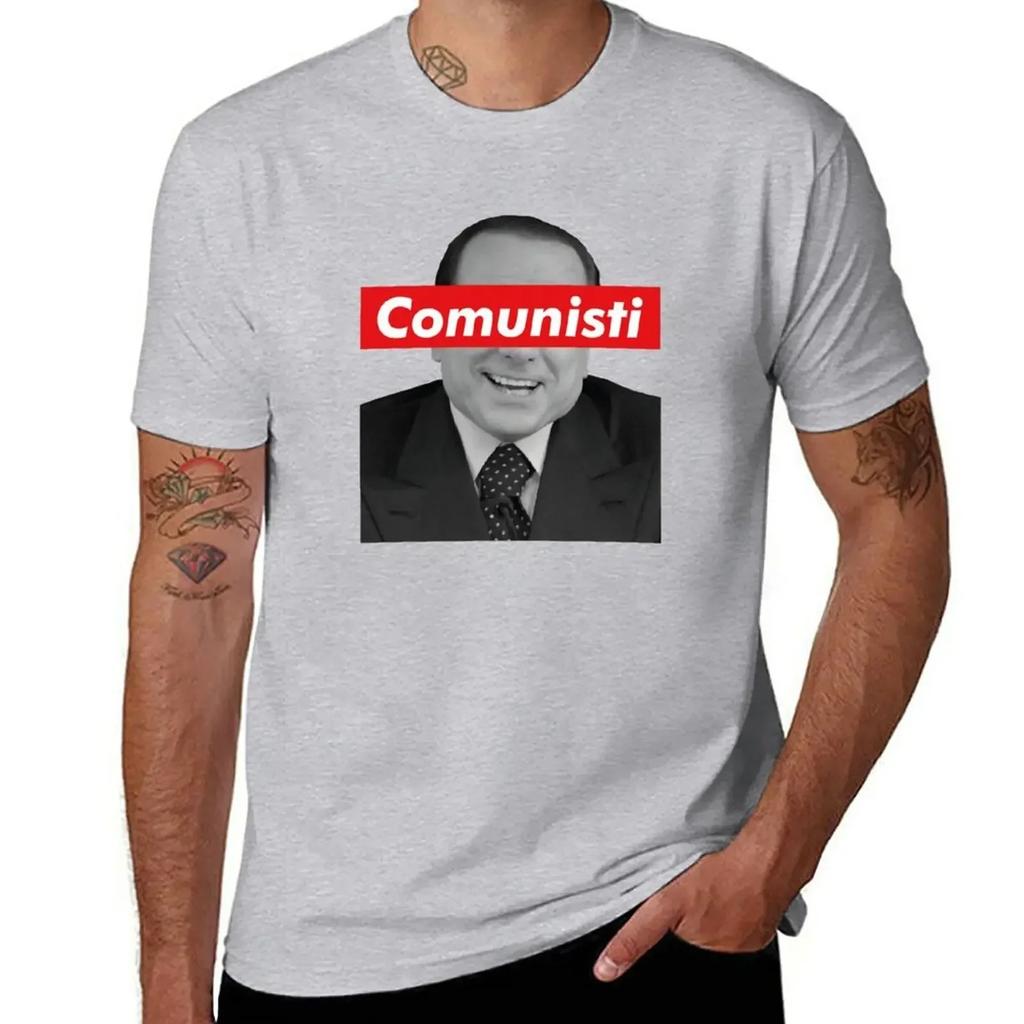 Schwergewichtige Streetwear Anime Kleidung Neuankömmling Berlusconi Kommunisten Niedliche Oberteile Vintage Kleidung Herren Grafik T-Shirts Lustig