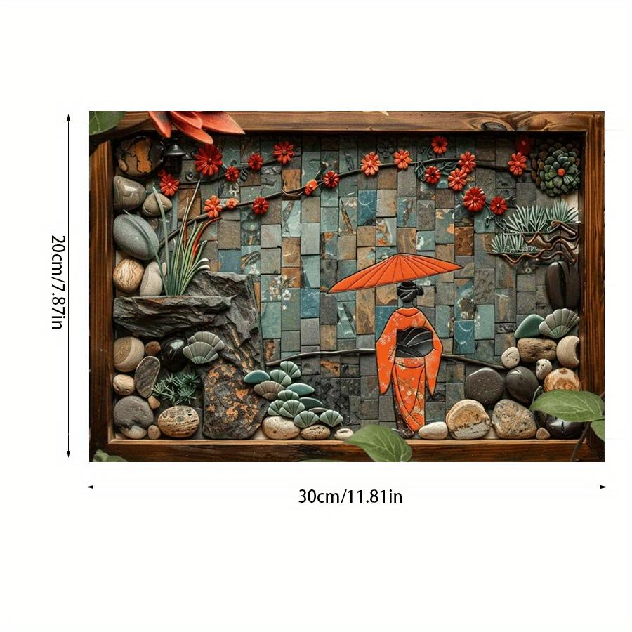 

2d Flat 30*20cm, Vintage Japanese Kimono Wooden Sign, Perfect for Room Decor, for Home, Restaurant, Kitchen, Garage, Bar, Office, Cafe, Pub, Garden. 30*20cm