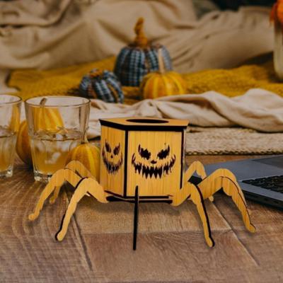 Halloween Candle Holder Wooden Lantern Spooky Photo Props Candleholder Ornament for Living Room