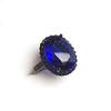 Dark Imitation Emerald Ring Female Black Gold Plated Princess Diana Red Stone Sun Flower Live Blue Diamond Ring