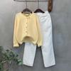C S In The Room Women Wool Double Button Raglan Long Sleeve Knit Cardigan 4Color