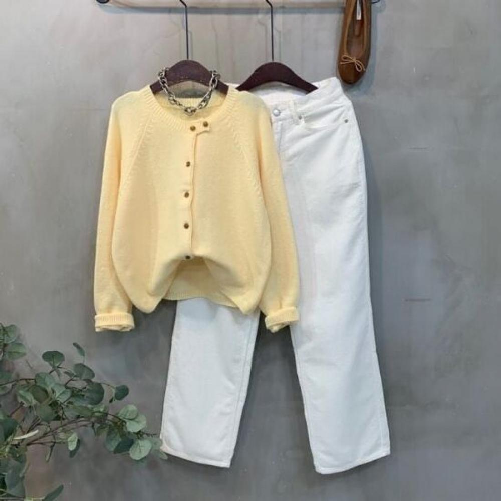 C S In The Room Women Wool Double Button Raglan Long Sleeve Knit Cardigan 4Color