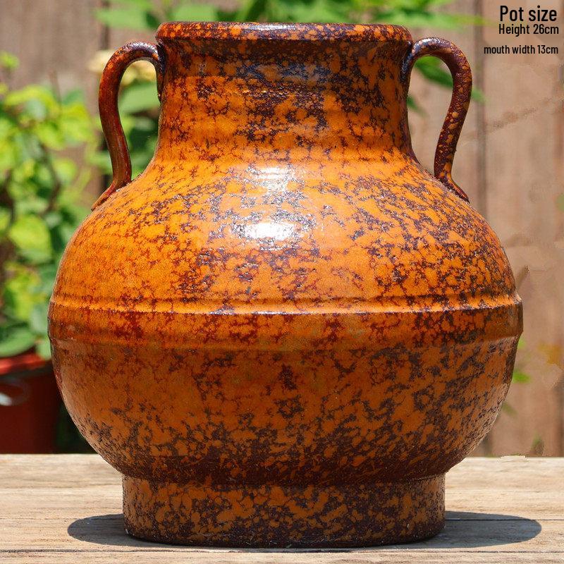 Large Retro Handmade Ceramic Planter for Succulents and Bougainvillea - Aged Coarse Pottery for Hotel and B&B Decor.