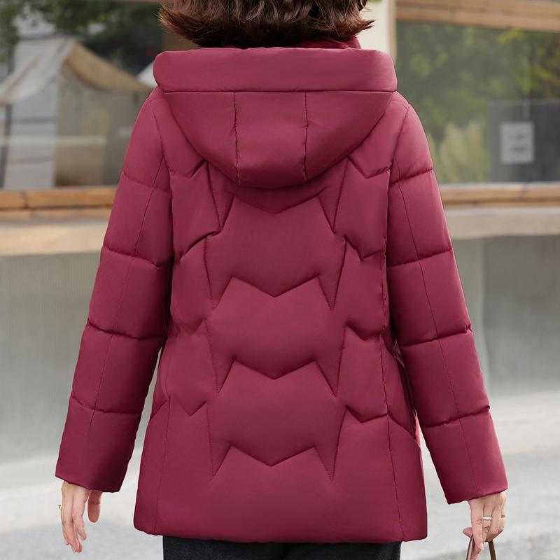 Plus Size Middle Age Women Winter Coats Hooded Elegant Thick Warm Embroidery Parkas Female Jackets