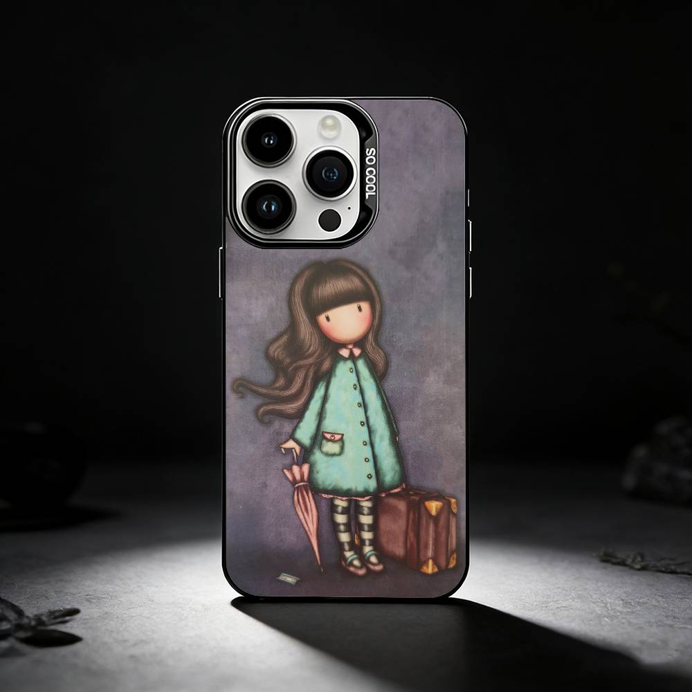 Lovely S-Santoro G-Gorjuss Series Phone Case For iPhone 17,16,15,14,13,12,11 Plus,Pro Max,XS,Colored silver phone case