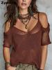 Women's Short Sleeve Solid Color Top, Fashion Summer New Arrivals, Versatile Off-Shoulder Knit Women's Clothing