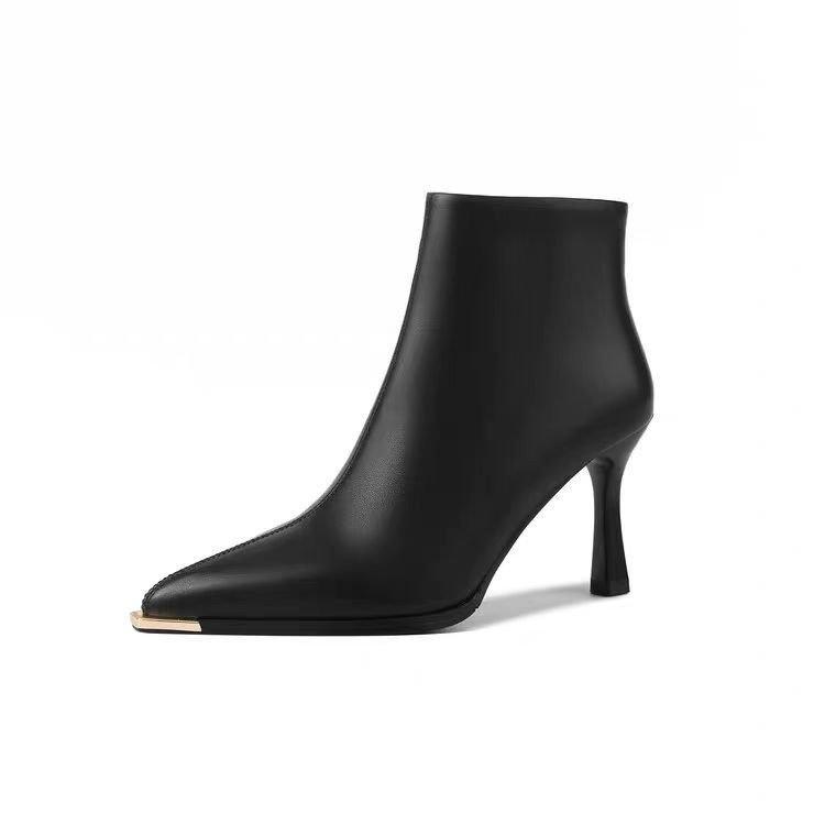 Damen Samt Spitzschuh Stiletto Stiefeletten - Weiches Leder, Vielseitig für Herbst/Winter 2025.