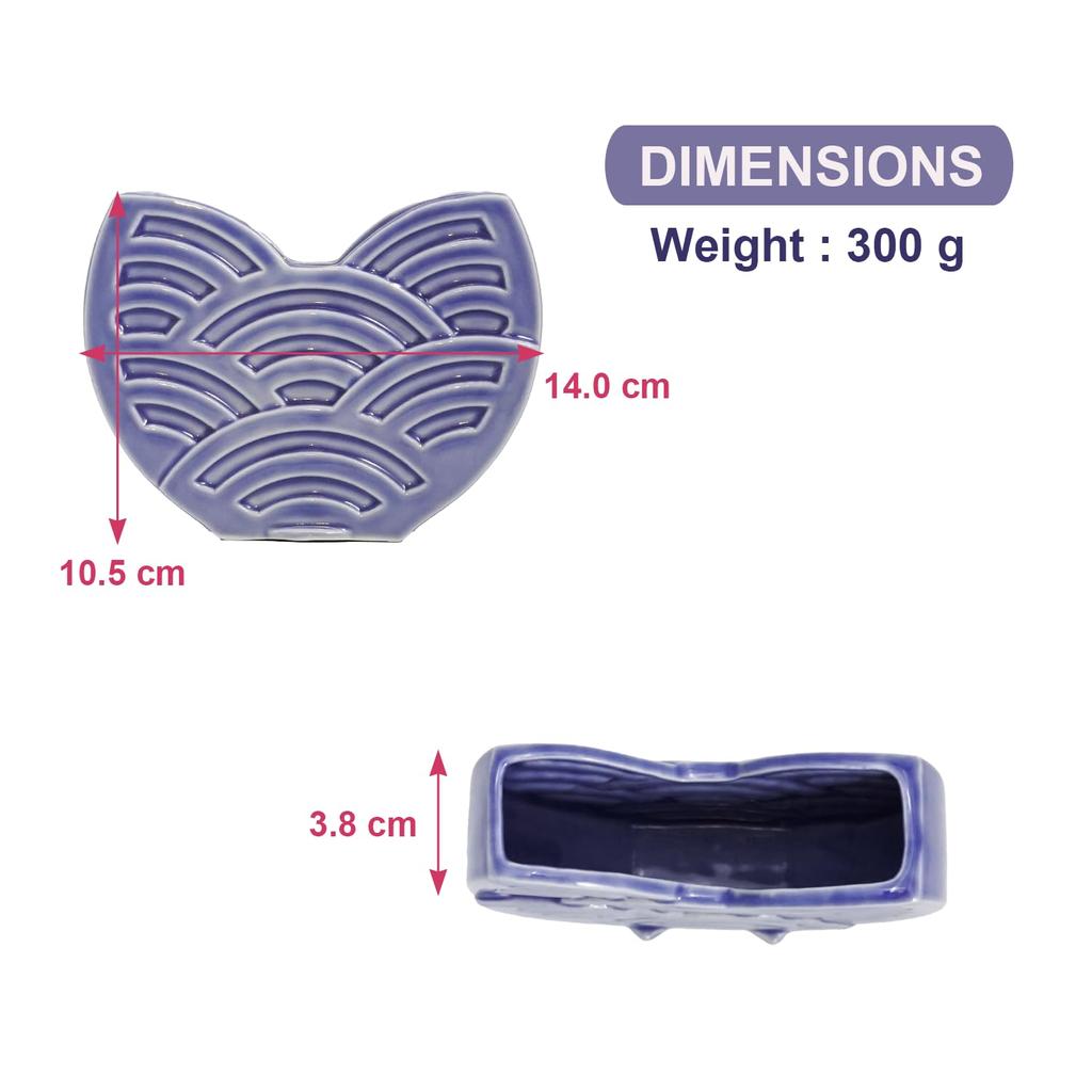 Fukubeya Kutani Ware Qinghai Wave Pattern Mosquito Coil Holder Double Used As a Vase Japanese Modern Ceramic Interior (Purple)