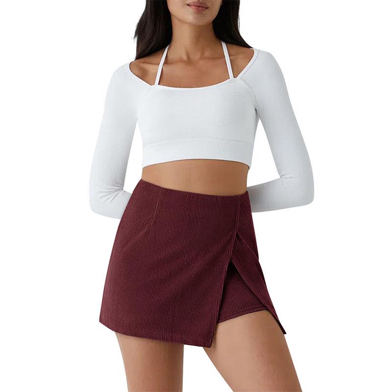 2025 High-Waisted Corduroy Mini Skirt with Shorts – Fashionable Autumn Style for Women