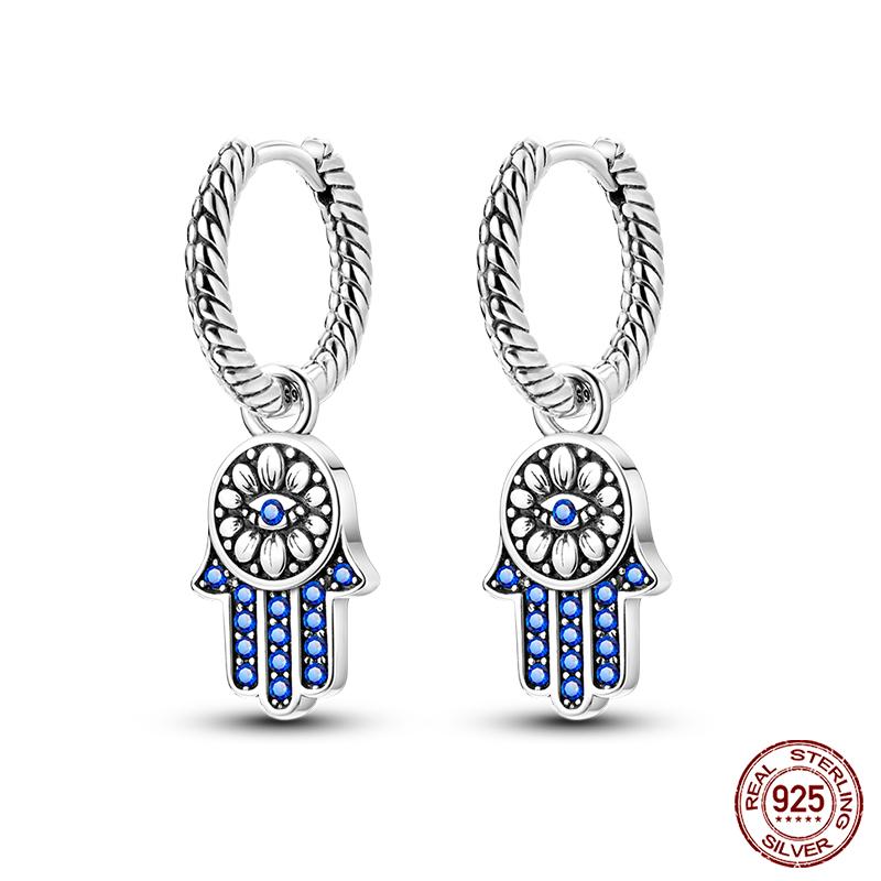 

Fashion 925 Silver Butterfly Bee Rotating Eye Pendant Earrings For Women Dazzling Cubic Zircon Fine Party Jewelry Gifts