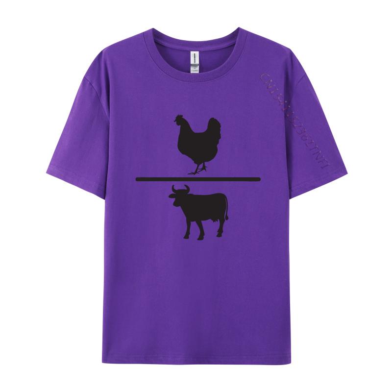Vintage Chicken Vs Cow Tshirt Printed Tee Shirts Vintage High Quality New Tops Adult Clothing Oversize