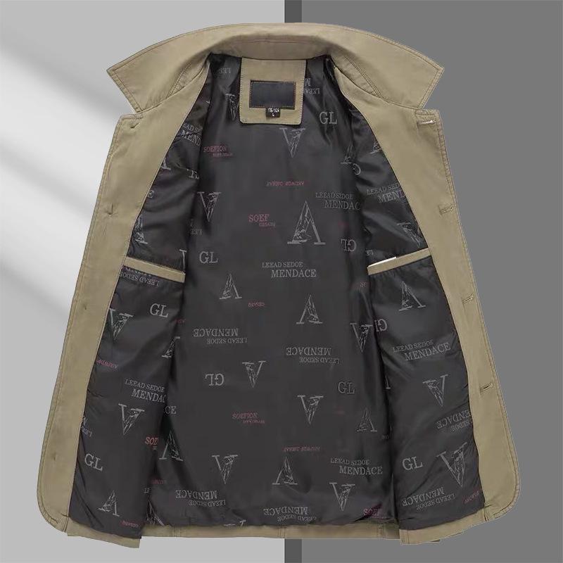 2024 Men's Pure Cotton Business Jacket for Middle-Aged and Elderly - Spring and Autumn Casual Wear