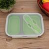 2PCS 2 Compartments Collapsible Lunch Box Silicone Portable Storage Bowl  For Meal Prep