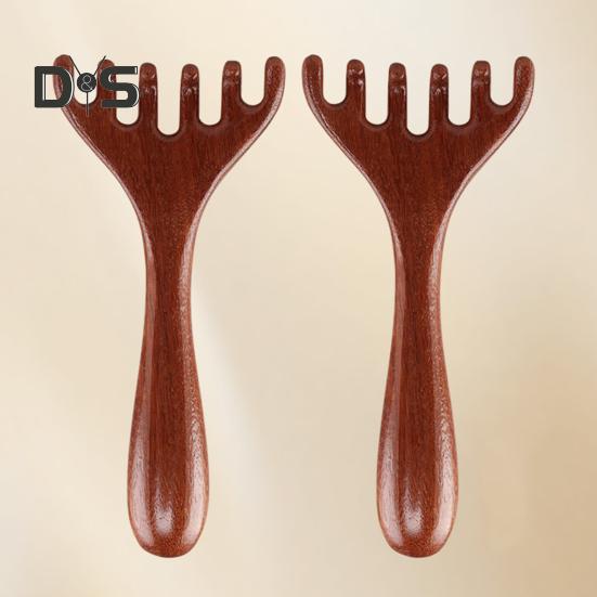 Pettine da Massaggio in Legno di Sandalo Manico Lungo Strumento per Massaggio Drenante Linfatico Tensione Muscolare Testa a Cinque Artigli Massaggio Punti di Agopuntura Strumento Gua Sha per Famiglia Anziani