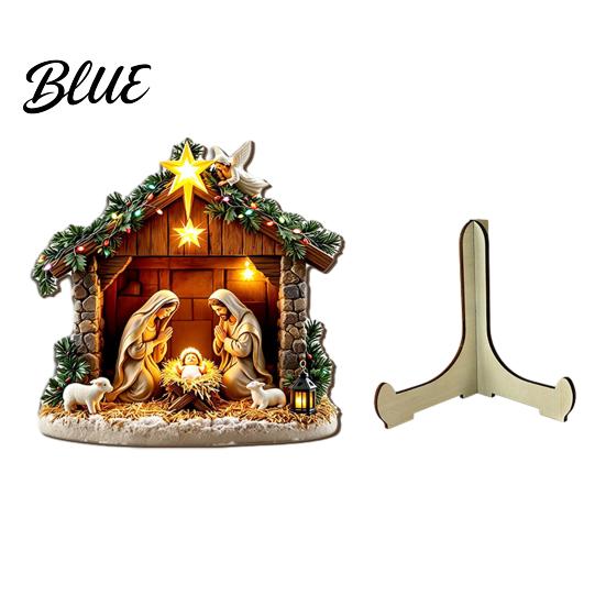 Religious Holiday Home Manger Holy Scene Tabletop Wooden Decorations Nativity Sign Christmas Family Figurine Decor Teak Wood Jesus Birth
