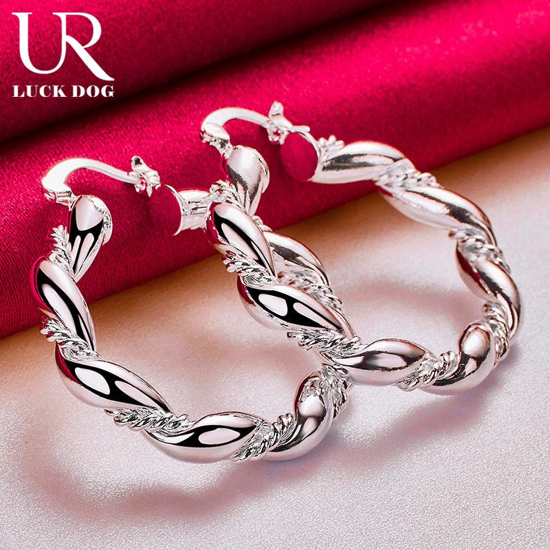 Boucles d'oreilles piercing torsadées en argent sterling 925, bijoux de mariage tendance