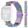 For Fitbit Versa 4/Sense 2 Watch Band 7-Bead Rhinestone Crown Stainless Steel Strap