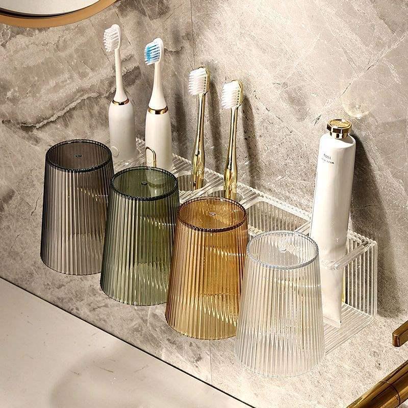 Elegant Toothbrush Holder Set: Couple Bathroom Tooth & Mouthwash Cups