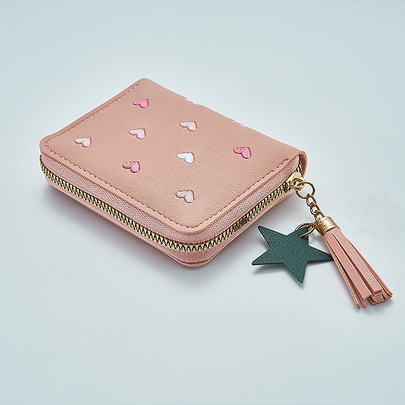 Women Wallet Ladies Mini Small Short Tassel Wallet Cute Girl Zipper Pu Leather Coin Purse Female Hand Wallet Purse