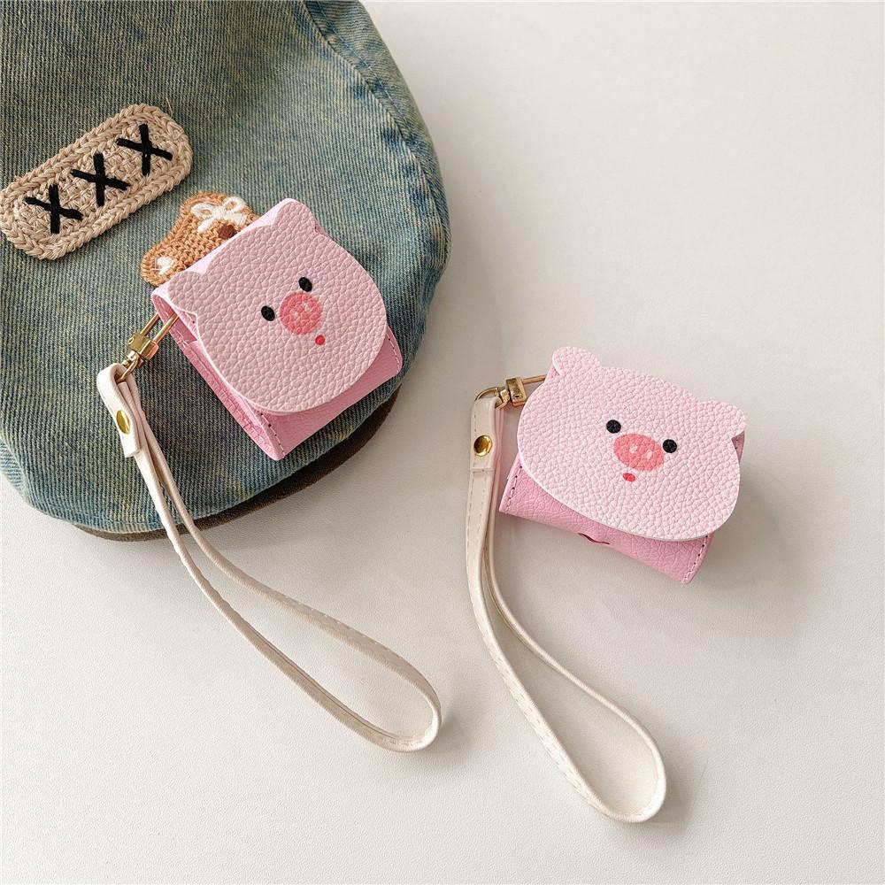 Cartoon piggy earphone cover for apple AirPods 2 3-4 generation bluetooth leather protective case pro2 anti-drop female