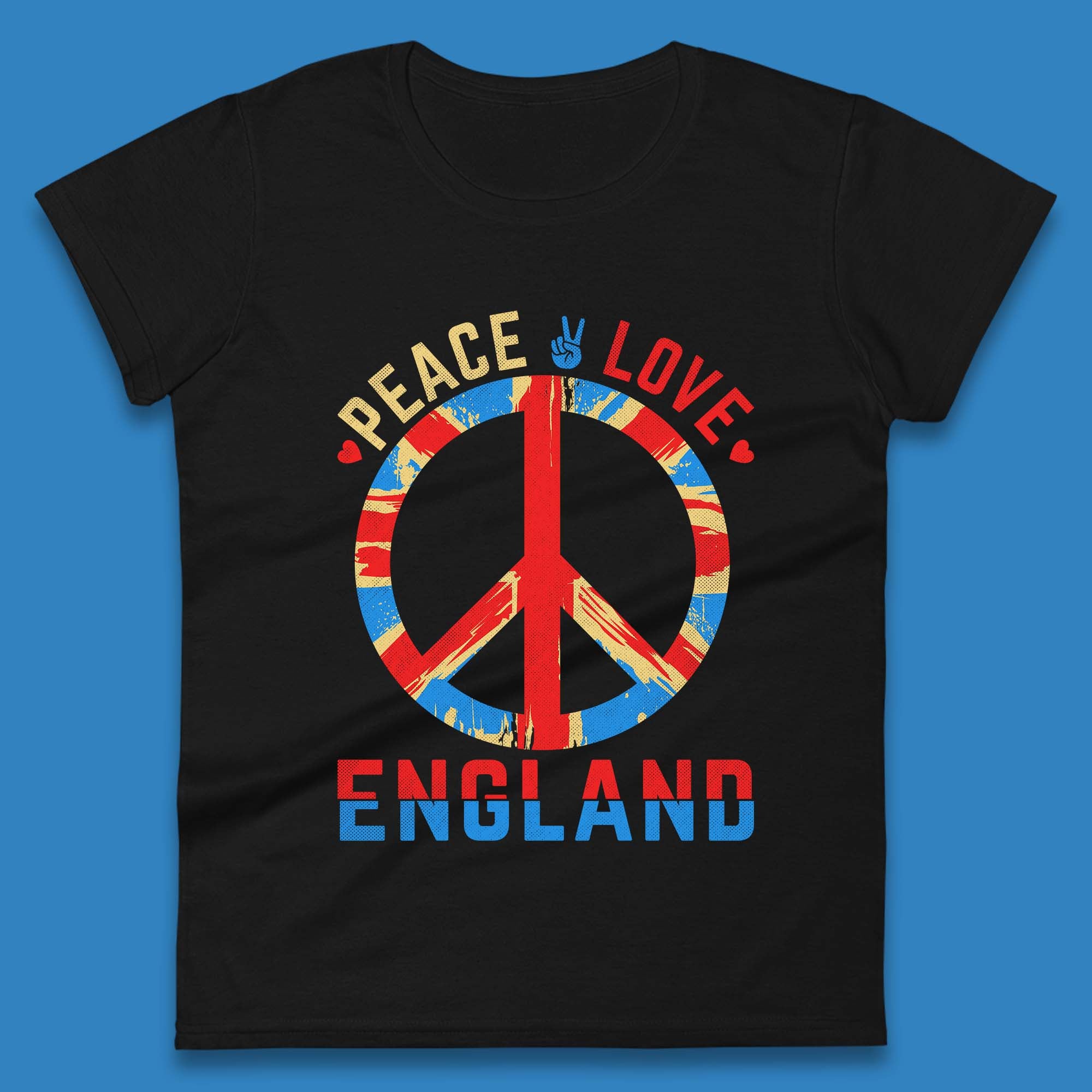 

Peace Love England Peace Sign United Kingdom British England Vacation Trip Womens Tee T Shirt Mens Tops Unisex Top L