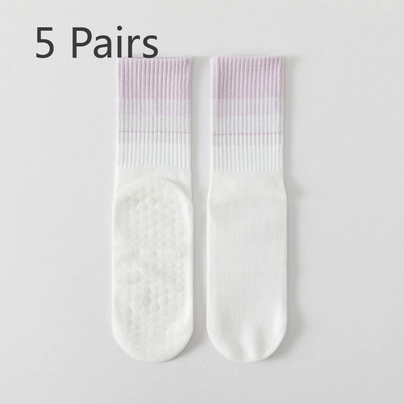 5 Pairs of Women's Summer Midtube Professional Fitness Sports Non Slip Indoor Running Yoga Socks