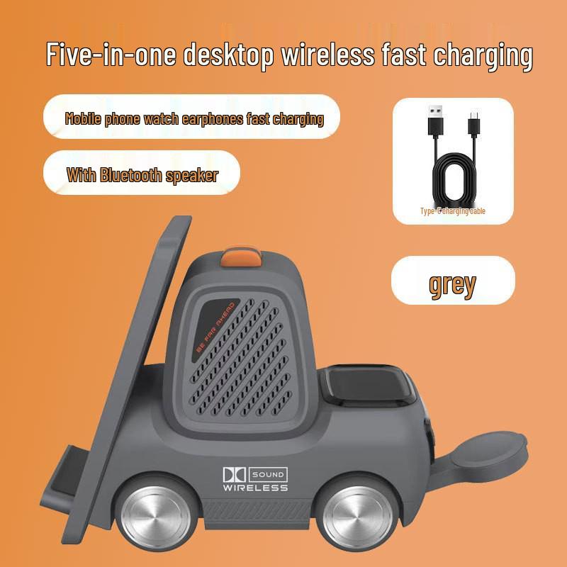 Compact Car Desktop Wireless Charger with Fast Charging Forklift for Apple 15 Watch & Phone Holder
