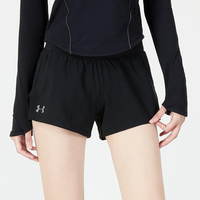 Under Armour Solid Woven Sports Shorts Women Bottoms Black 1342837-001