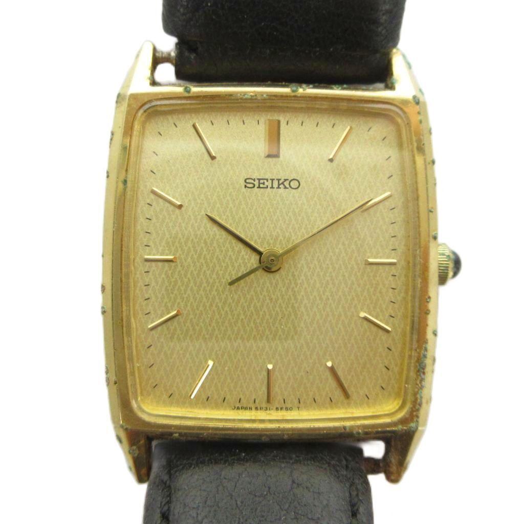 SEIKO Chariot Quartz Watch with Leather Gold Watch 5P31-5E10 Strap, Color, Men's GY18/ MQ
