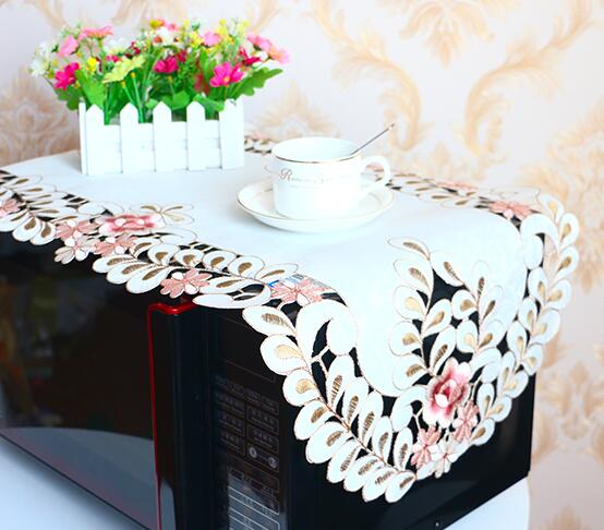 Premium satin Rose Embroidery bed Table Furniture flag Runner cloth cover kitchen Christmas Wedding party Table Surface decoration and accessories