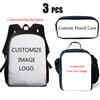 Classic Popular Novelty Funny Haiti Flag 3D Print 3pcs/Set Pupil School Bags Laptop Daypack Backpack Lunch Bag Pencil Case