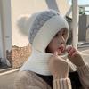 Autumn and winter knitted hat women's velvet thickened cold protection ear protection neck cycling mother hat wool hat scarf integrated hat