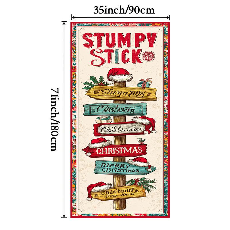 

1Pcs Merry Christmas Door Cover Banner Polyester Santa ClausPattern for Christmas Eve New Year Holiday Party Front Door Home Wall Decor 90*180CM