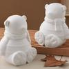 Bear Statue Resin Jar Mould with Lid Concrete Cement Silicone Mould for Epoxy Resin Candle Container Holiday Decoration