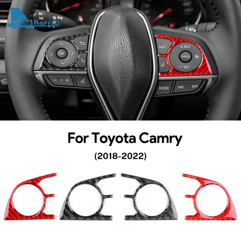 Real Soft Carbon Fiber Sticker For Toyota Camry 2018     For Avalon - LHD Car Steering Wheel Button Trim