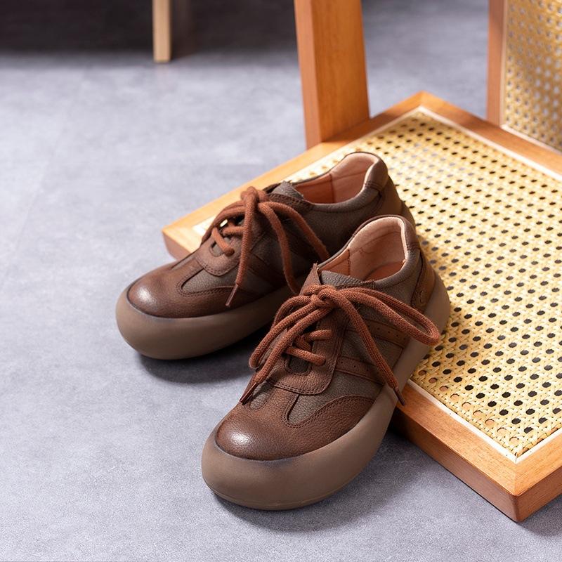 Casual shoes leather women's shoes four seasons low-top versatile German training shoes