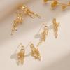 Sparkling CZ Triple Stud Earrings Hypoallergenic Stainless Steel Statement Chain Earring Micro-inlay Zircon Dainty Drop Earrings